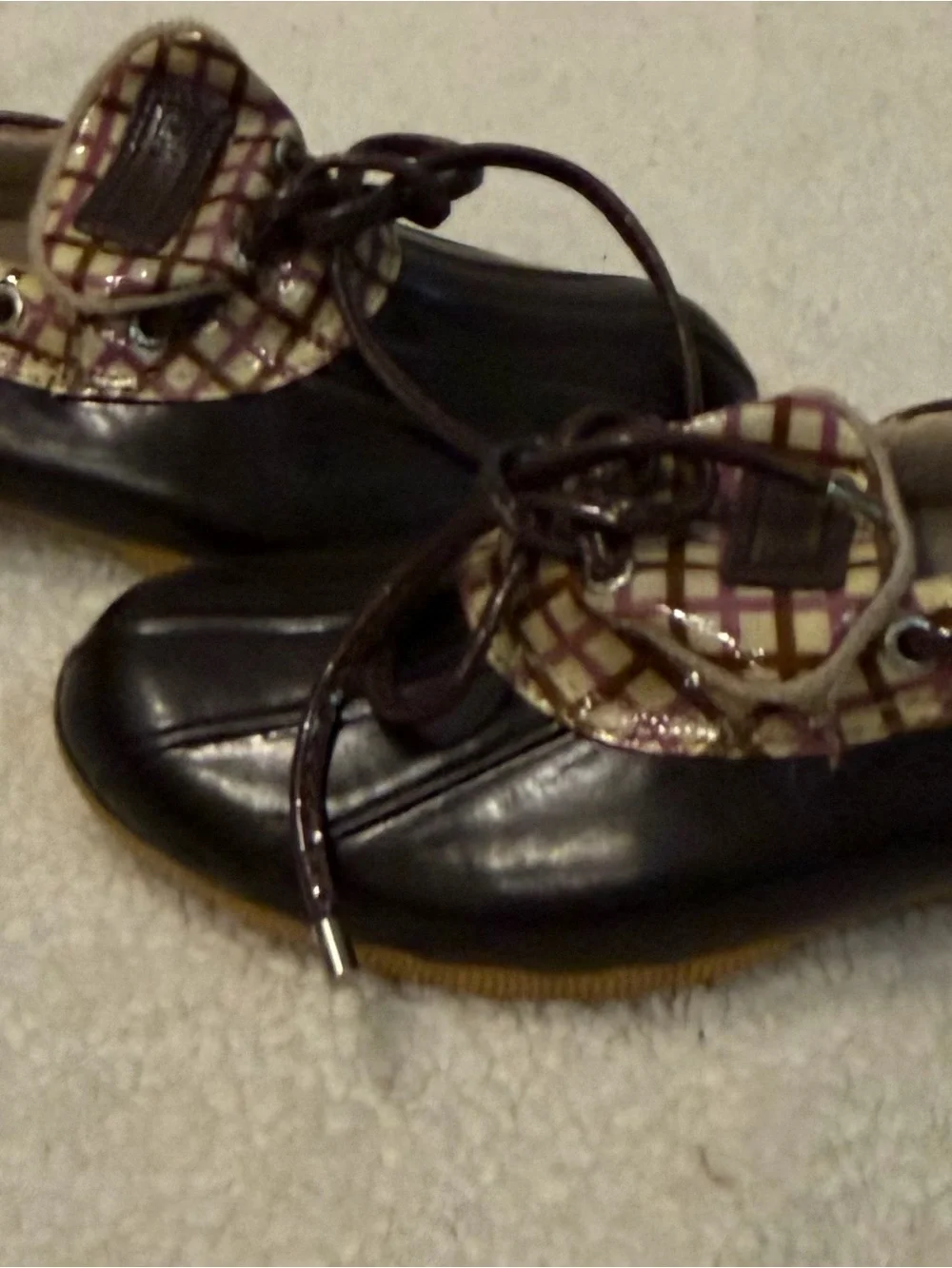 Sperry Brown Plaid-Trim Duck Boots